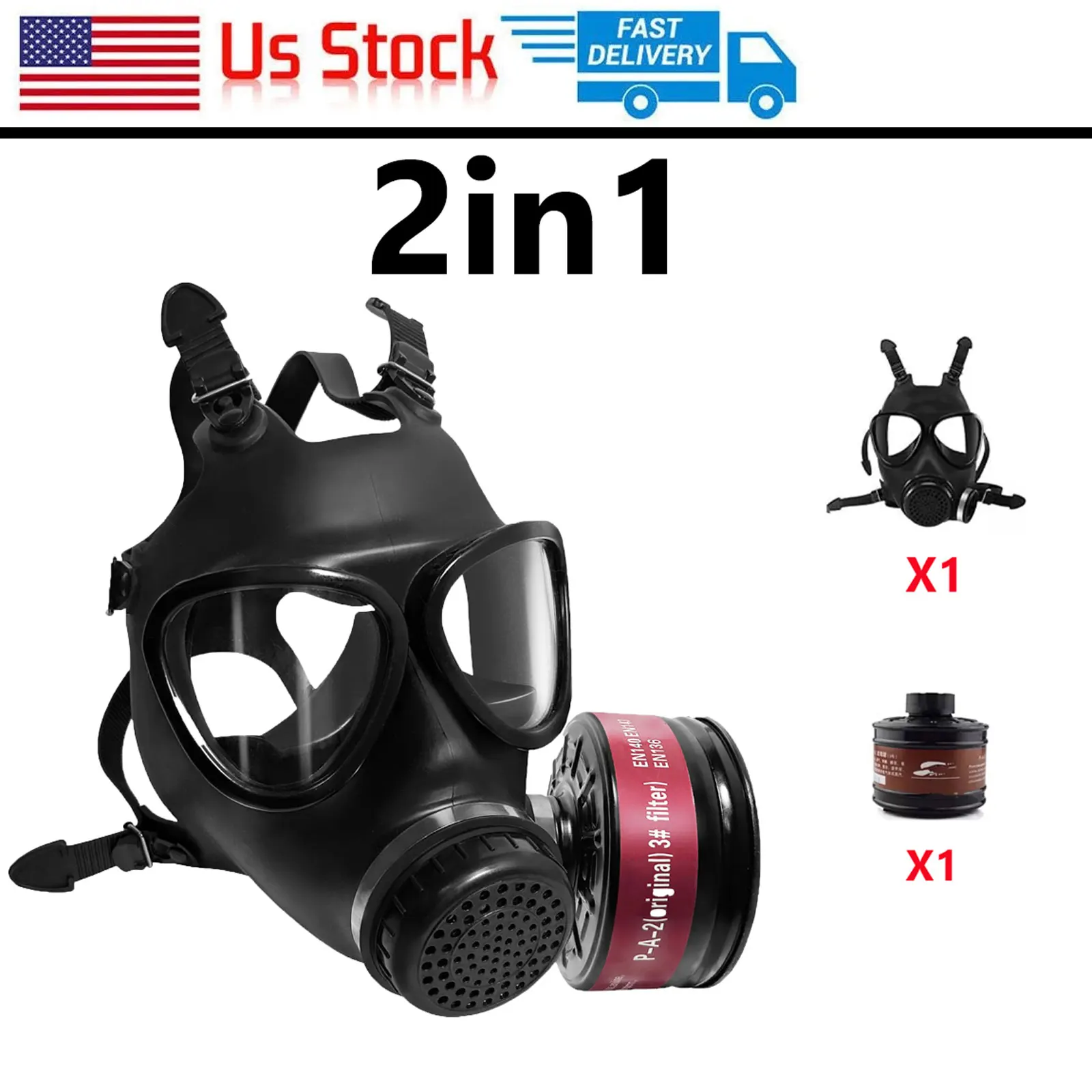 

New MF14/87 Respirator, Full Face Gas Mask with Activated Carbon Filter for Vapour, Chemical, Nuclear Contamination Protection