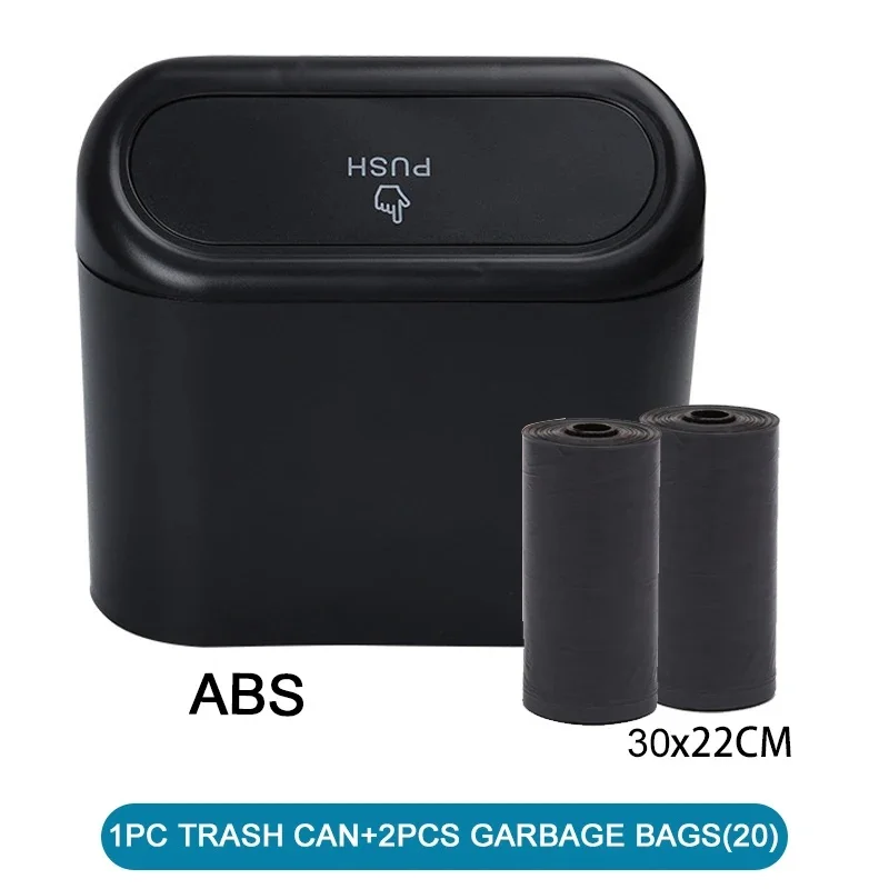 Hanging Car Trash Can With Push Lid Universal Vehicle Dust‑proof Garbage Bin Multifunctional Car Storage Organizer Practical Aut