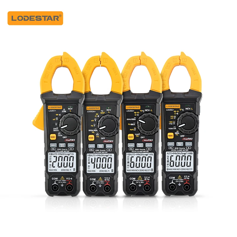 

LODESTAR Digital Clamp Meter LD201+ LD202A+ LD204+ LD206+ 600A True RMS AC/DC Current Measurement Capacitance Temperature NCV