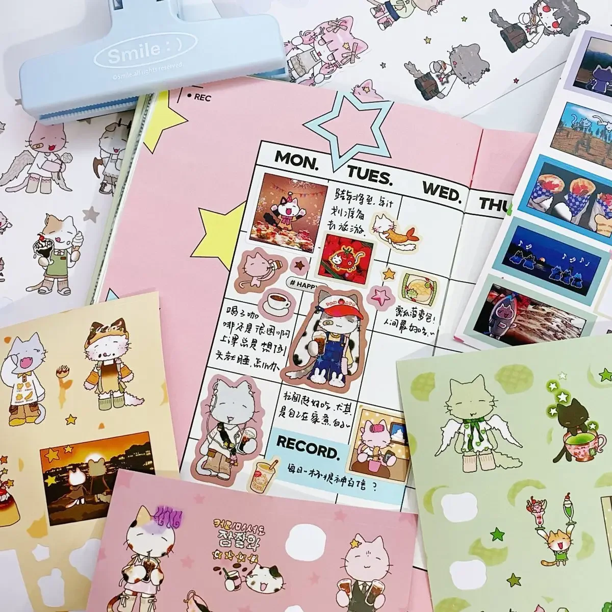 Cat Stickers Korean Stickers Clown Cat Gu Card Stickers Hand Account Material Gu Ben Diy Cute