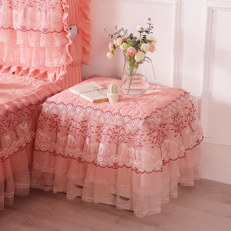 75*80cm Tablecloth Bedside Cabinet Pink Flower Lace Table Cloths Rectangular Table Cover Decoration