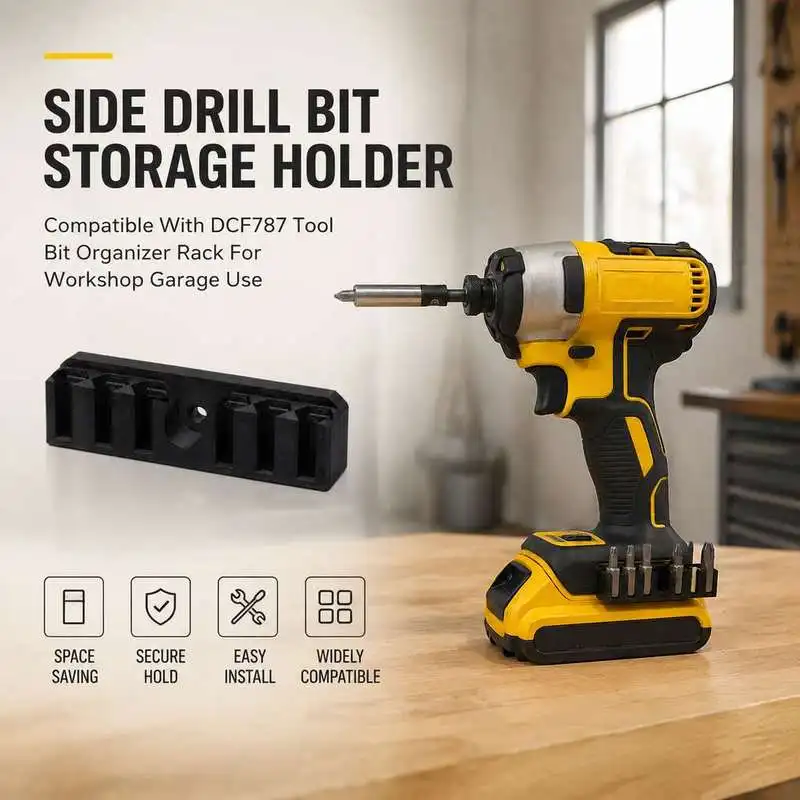 Side Drill Bit Storage Holder Compatible With DCF787 Tool Bit Organizer Rack For Workshop Garage Use