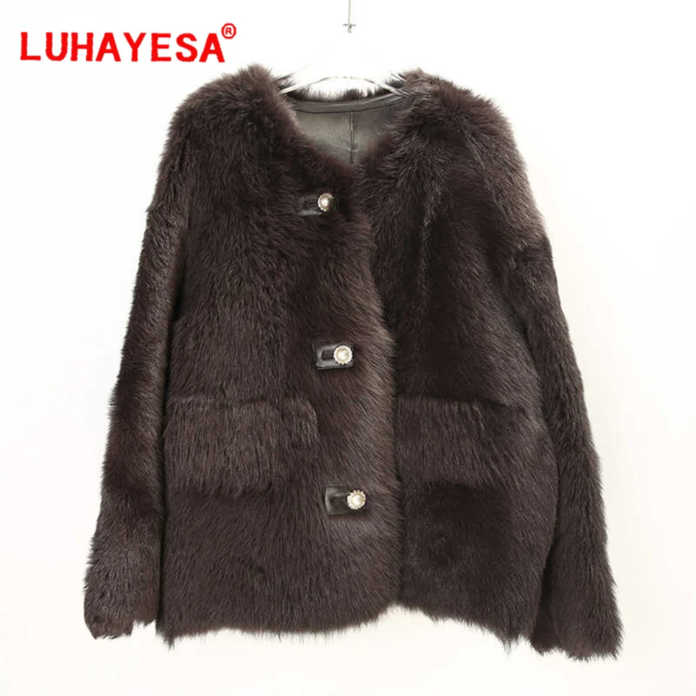 2024 Tuscany Shearling Fur Coat Women Winter Natural Fur Clothes 100% Real Fur Overcoat