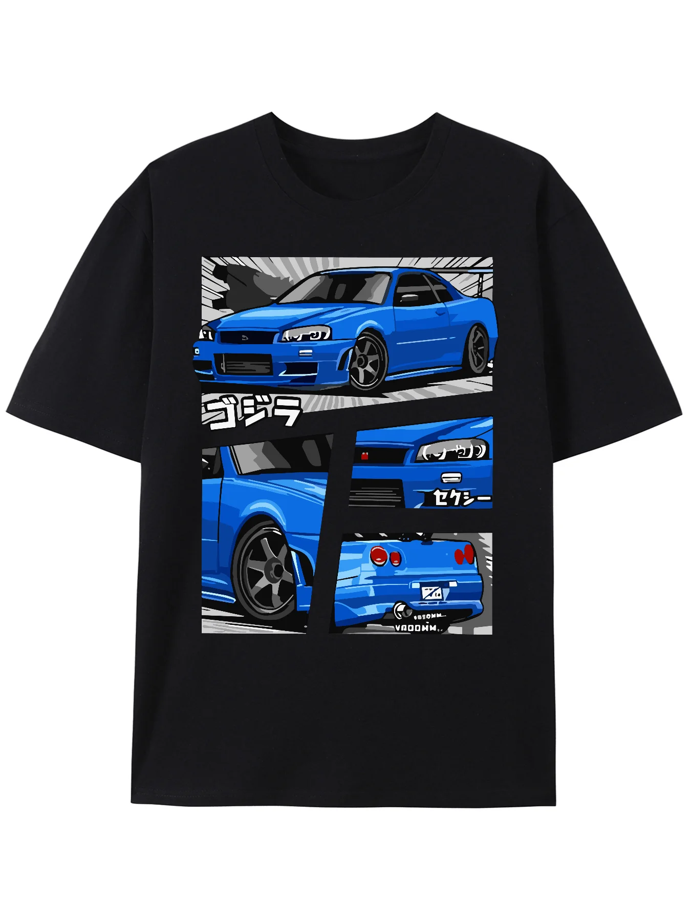 

Men's Polyester Graphic Tee with Racing-Inspired Print, Summer Casual Regular Fit Short Sleeve Crew Neck T-Shirt