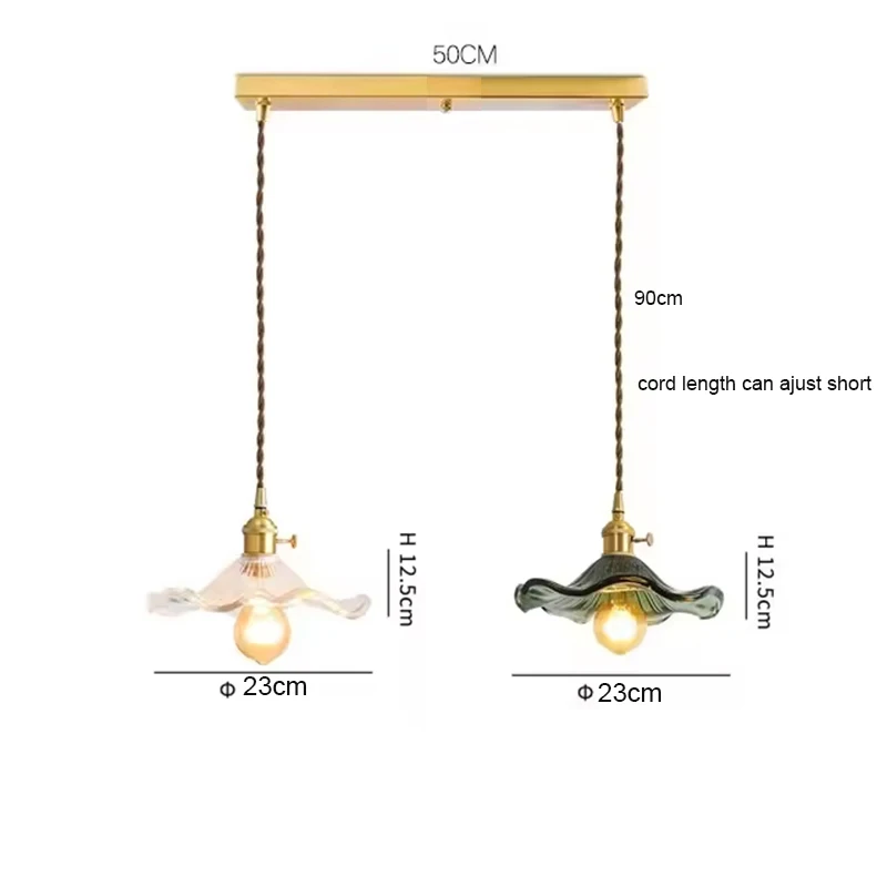 Home Eenvoudige LED Hanger Licht Armatuur Slaapkamer Woonkamer Bar Kleurrijk Glas Koperen Hangende Lamp Licht Edison Plafond Kroonluchter plafondlamp hanglamp led verlichting hanglamp woonkamer