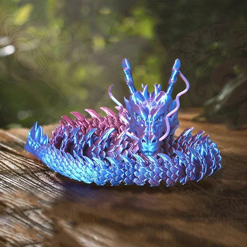 3Dprinting Resin Dragon Statue Moveable Body Joints Noctilucent Lucky Dragon Desktop Office Ornament Crafts Home Decoration Gift