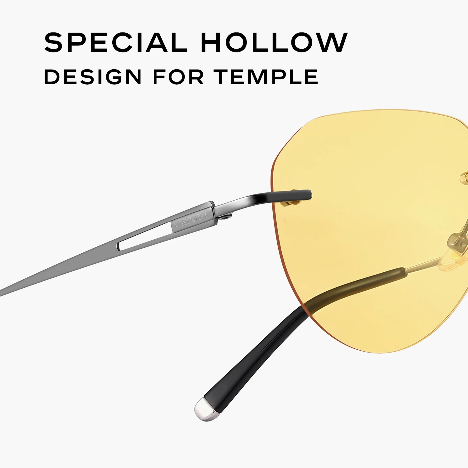 CAPONI Night Vision Sunglass Men Photochromic UV400 HD Protect Ultra Light Titanium Frameless Driving Sports Sunglasses YS22003