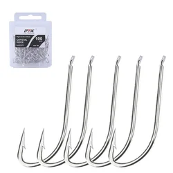 FTK 100 STKS Koolstofstaal Vishaken Karpervissen 92670 Crystal Sharp Lange Schacht Vishaak Platte Accessoires