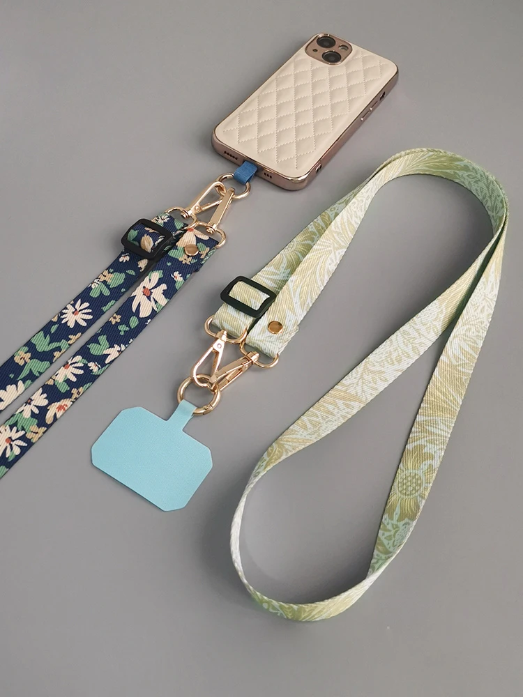 Painted Crossbody Cell Phone Lanyard Adjustable Neckband Strap Rope With Universal gasket Clip Anti-Lost mobile Phone Lanyards