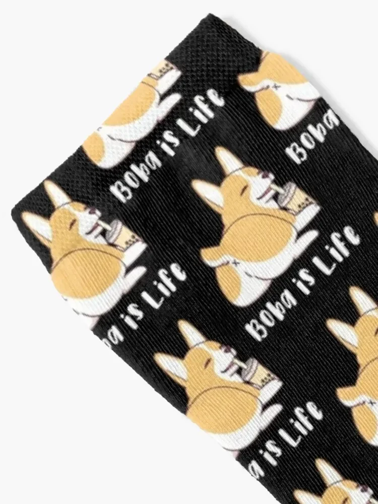 Boba is Life Corgi, Foodie Gift, Boba Tea, Meme Shirt, Bubble Tea Lover, Dog Mama, Pup Socks Children's Women Socks Men's