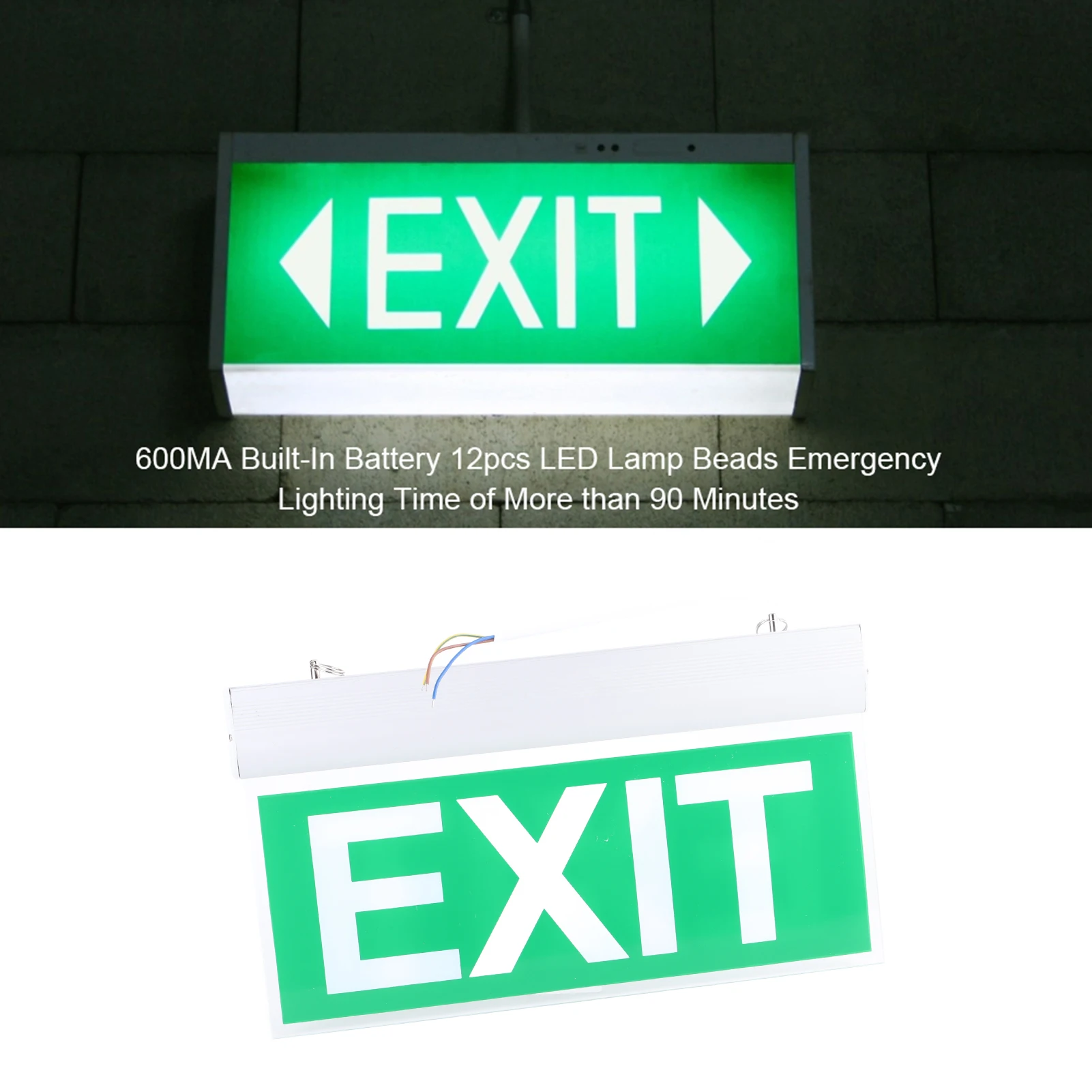 ZK40 110‑ Acrylic 3W 12 LEDs Emergency Exit Sign Light Safety Indicator Lamp