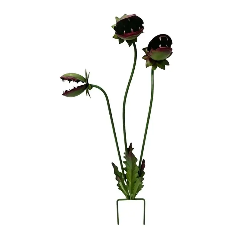 Kreativer Gartenpfahl für fleischfressende Pflanzen aus Metall für Rasen und Blumenbeet Freien mit abnehmbarem Design D2RD – Detail 1