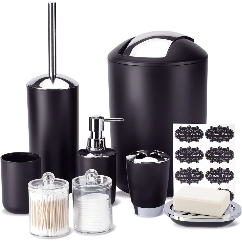 

Fixwal Bathroom Accessories, 8 Piece Bathroom Accessories Set with Trash Can, Toothbrush Holder,