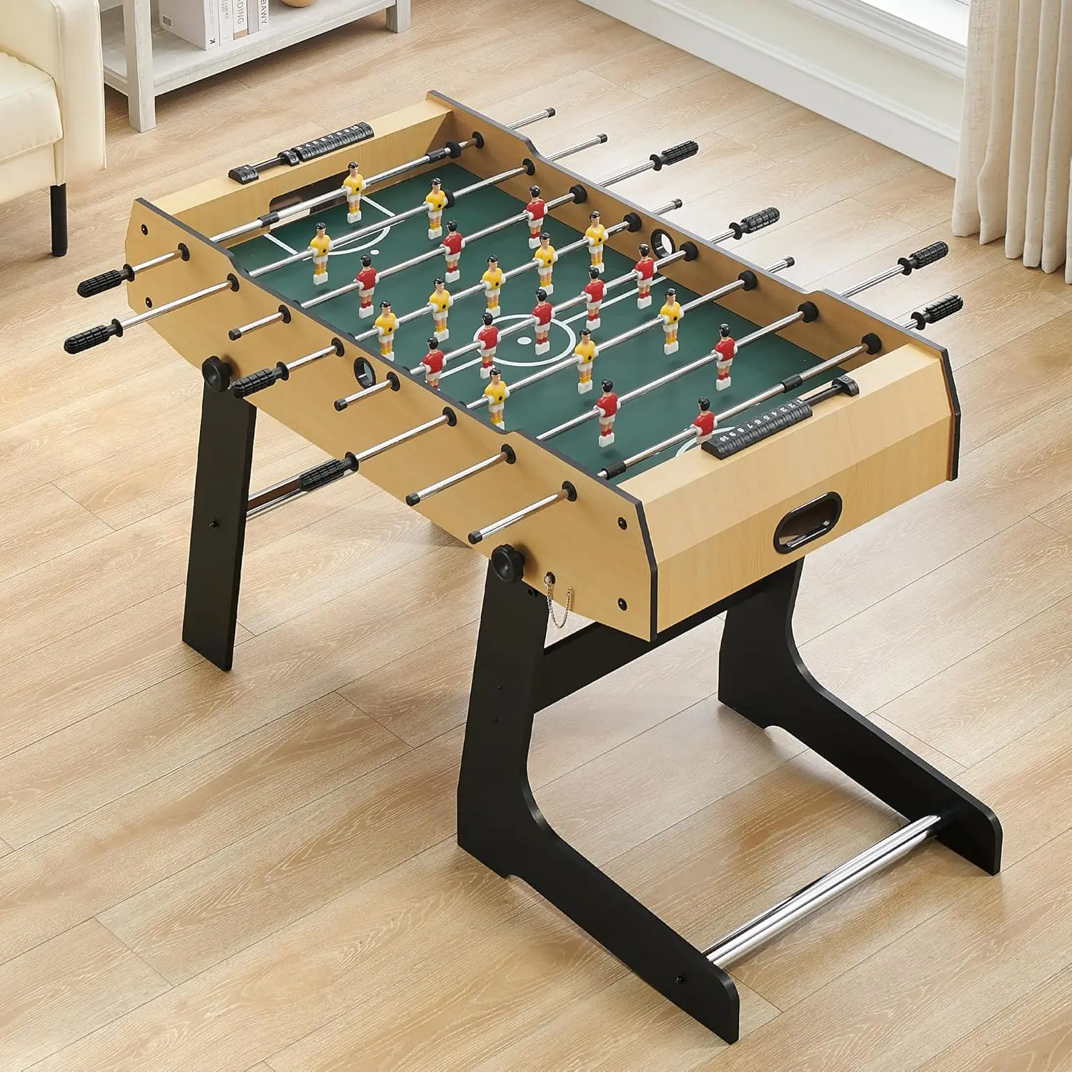 Mesa de futbolín plegable de 48 pulgadas, juego de mesa de fútbol de tamaño sala de juegos para niños y adultos, mesa de salón recreativo para el hogar, sala de juegos interior, deporte