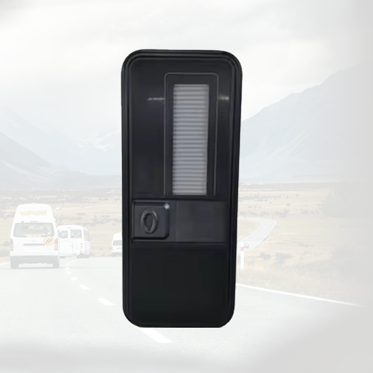 

Top Selling Customizable Black Knife Type Door With Acrylic Glass And XPS Foam For Trailer Door Rv Door