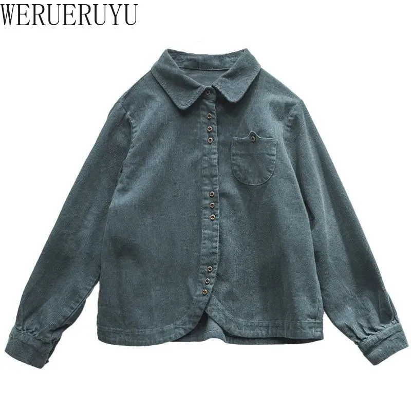 New Long Sleeve Corduroy Shirt Women Clothing Autumn Winter Fashion Casual Solid Color Cotton Top Womens Cardigan Blouse 2024