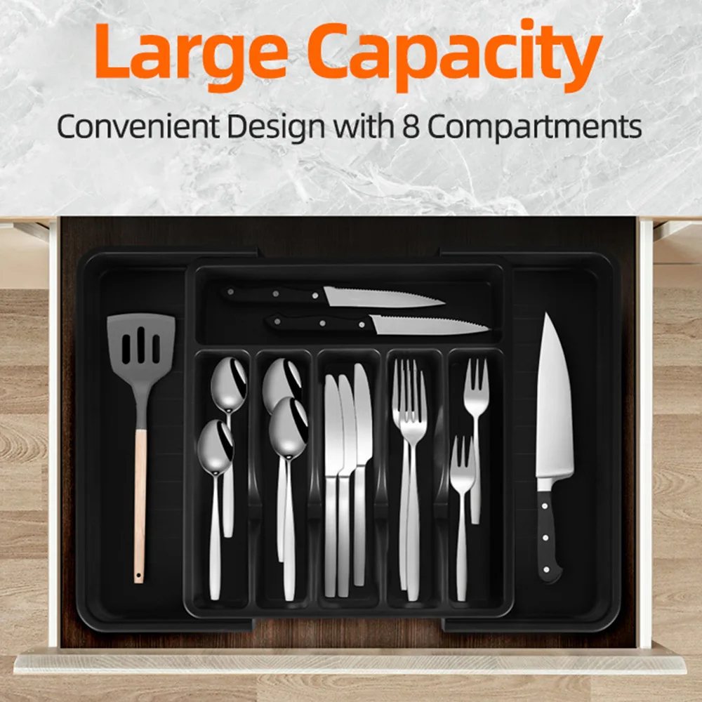 Adjustable Kitchen Drawer Organizer, Expandable Utensil Tray for Home Storage - Portable Cutlery Box for Sink & Cabinet