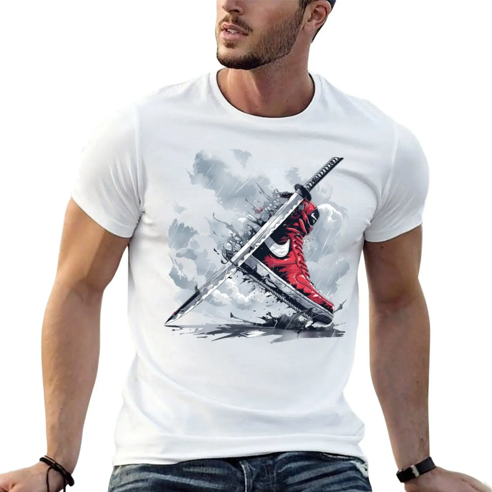 

Oldschool Katana X Sneaker T-Shirt man t shirts high quality luxury brand t shirt man designer T-Shirt
