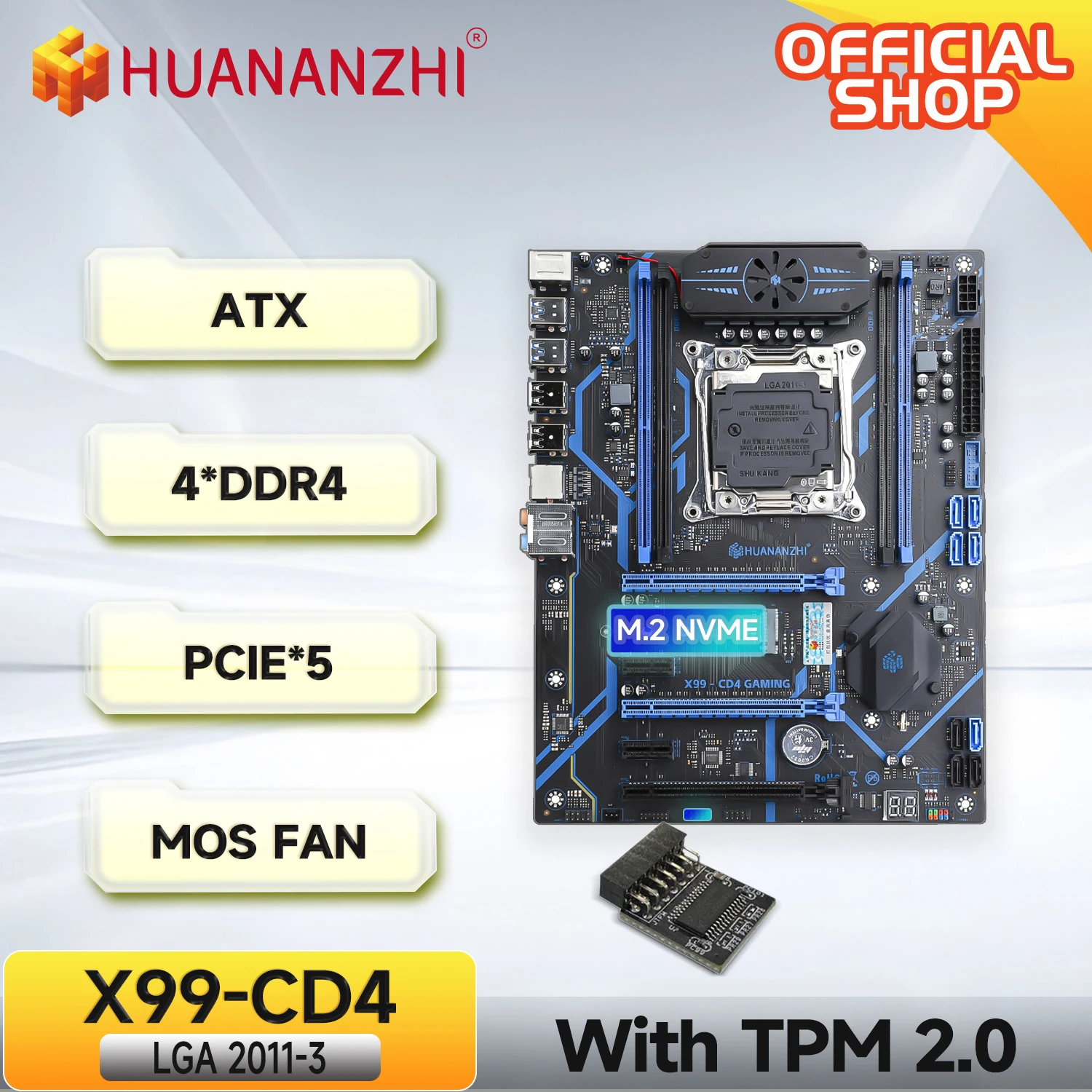 

Материнская плата HUANANZHI X99 CD4 LGA 2011-3 XEON X99 с поддержкой TPM2.0 Intel E5 V3 V4 DDR4 RECC NON-ECC Memory NVME