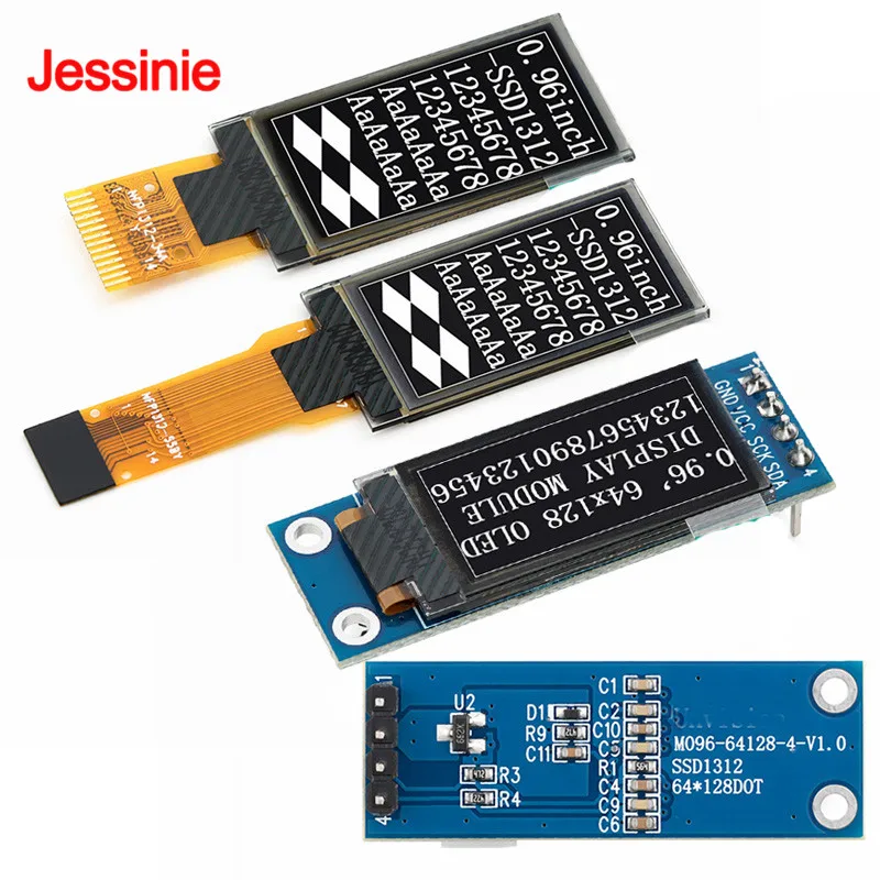 0.96 inch Vertical OLED Display 0.96'' LCD SSD1312 Driver I2C Serial Interface 64x128 White 4P Module 14Pin Solder/Plug-in Bare