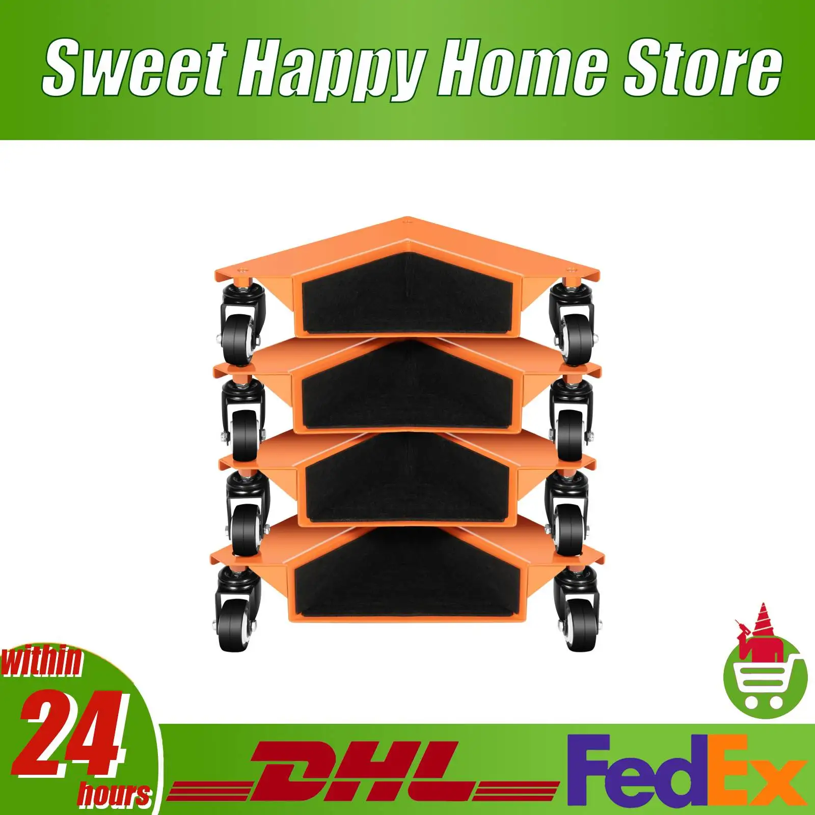 

4-Piece Triangular Furniture Dolly Set 409LBS Load-Bearing Moving Wheels Universal Roller Dolly for Refrigerator/Washing Machine