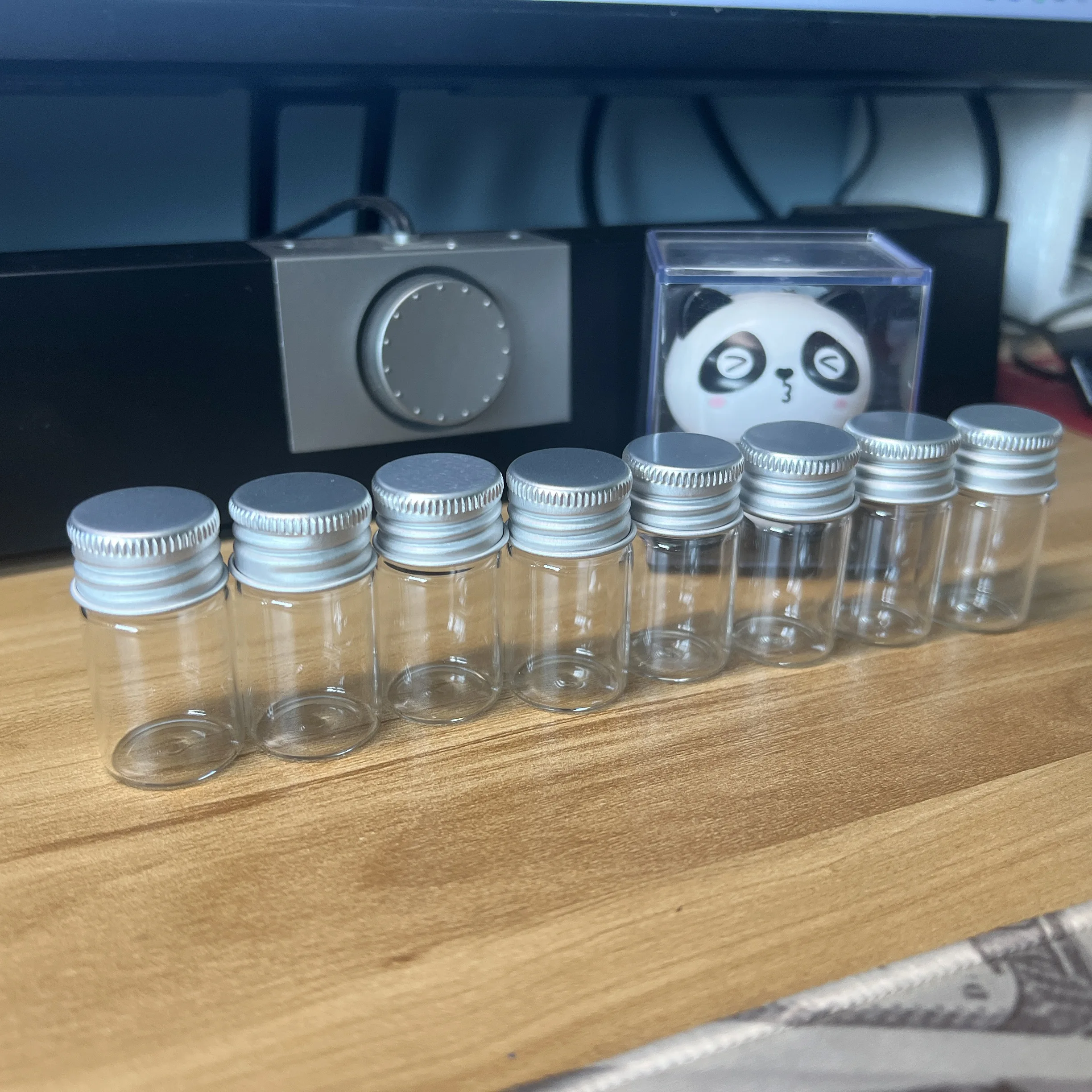 60/108 PCS 8ml 22x40mm Tiny Glass Bottles Silver Caps Leak-Proof Vials Travel Toiletries Pocket Essentials Pantry Minis Jars
