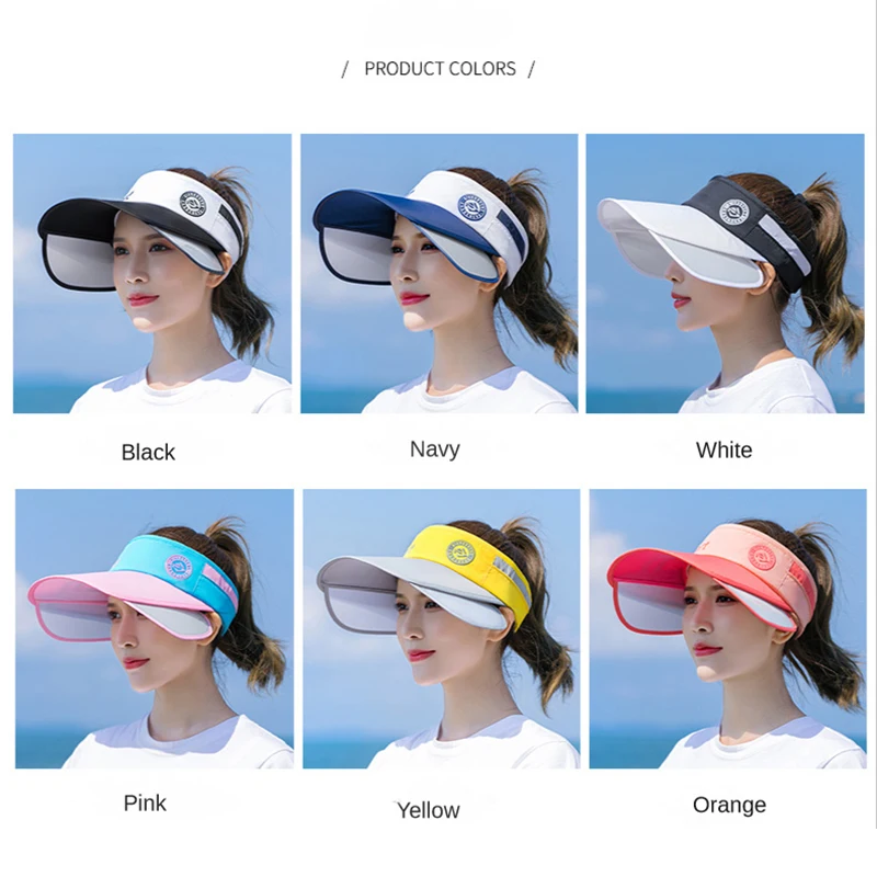 Summer Running Hat Women Empty Hat Outdoor Tennis Cap Fashion Letters Large Brim Sun Visor Color Matching Men Sports Hat