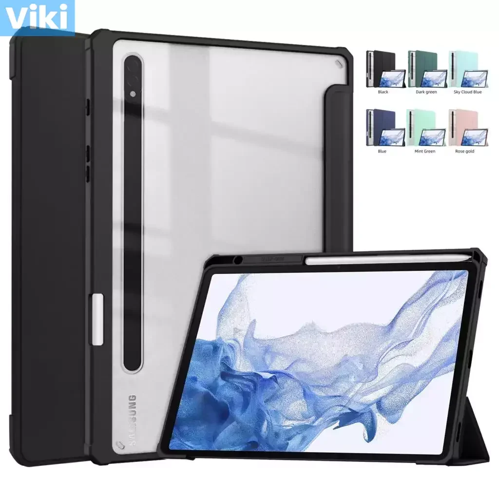 Shockproof Case For Samsung Galaxy Tab S9 Plus 12.4/A8 X200/T730/P610/X800/T870 High end intelligence Acrylic Flip Tablet Cover