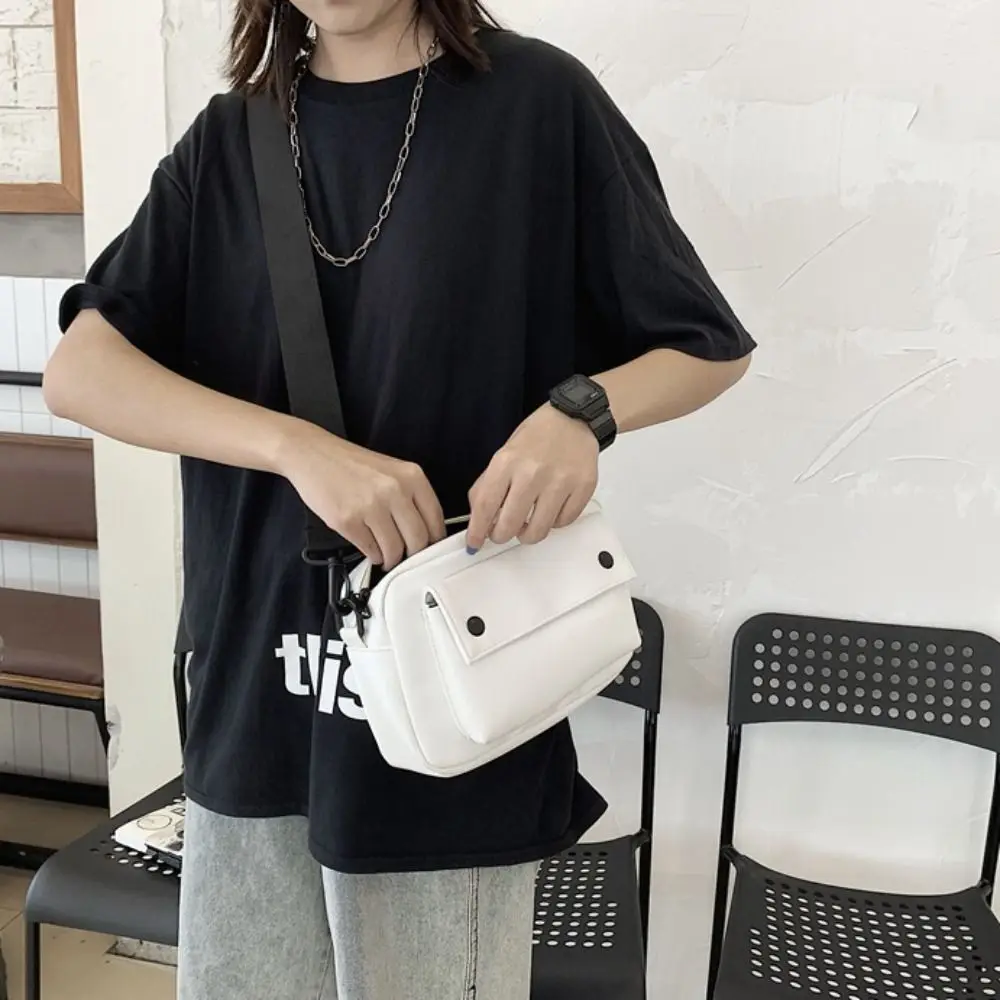 

Simple Korean Style Square Message Bag Causal Solid Color PU Crossbody Bag Large Capacity Sports Shoulder Bag Outdoor