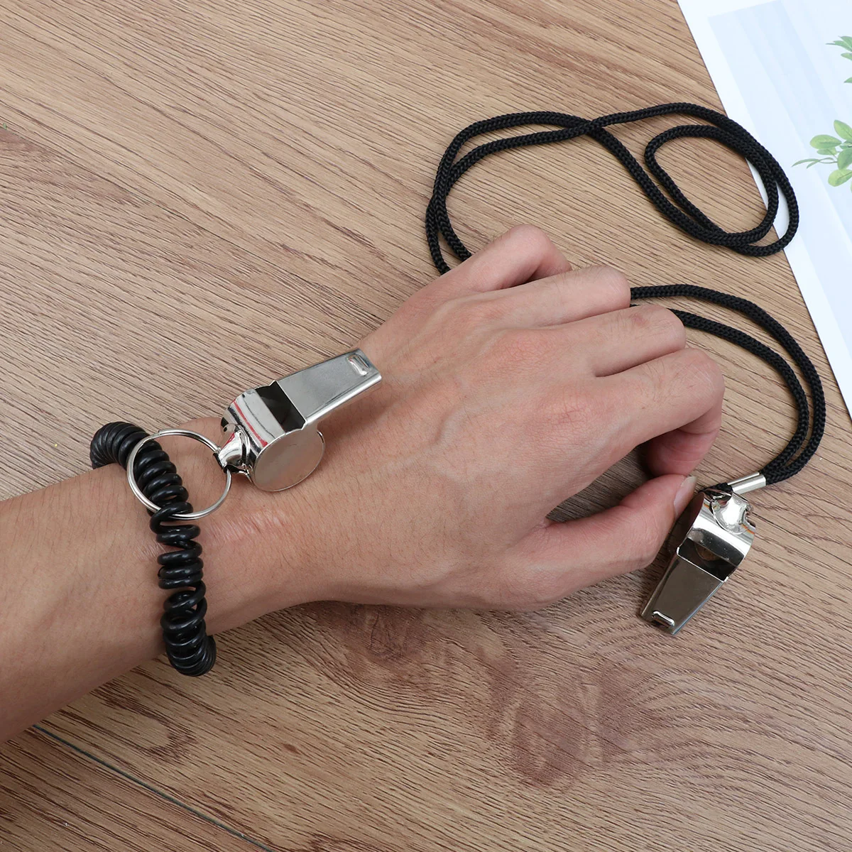 

2Pcs Metal Whistles Stainless Steel Lanyard Easy Carry for Referees Coaches Outdoor Aid