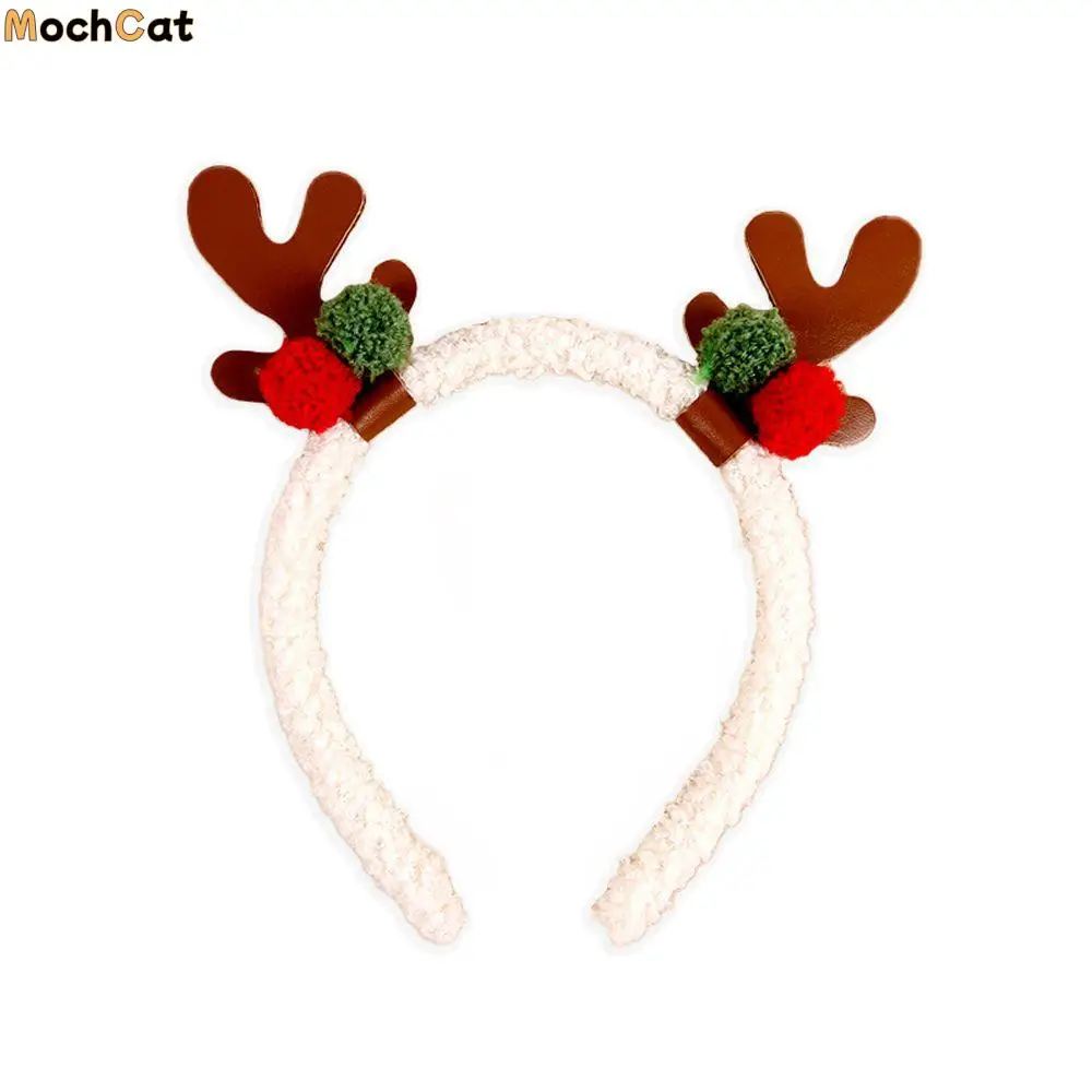 

Simple Sweet Elk Girls Plush Ball Children Christmas Hair Accessories Girls Hair Wear Women Hair Band Antler Hair Hoop