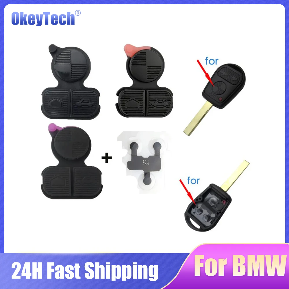 

OkeyTech 3 BT Rubber Button Pad&Conductive Gasket For BMW Series 3 5 7 E38 E39 E36 Z3 Z4 Z8 X3 X5 Car Remote Key Shell Case Fob