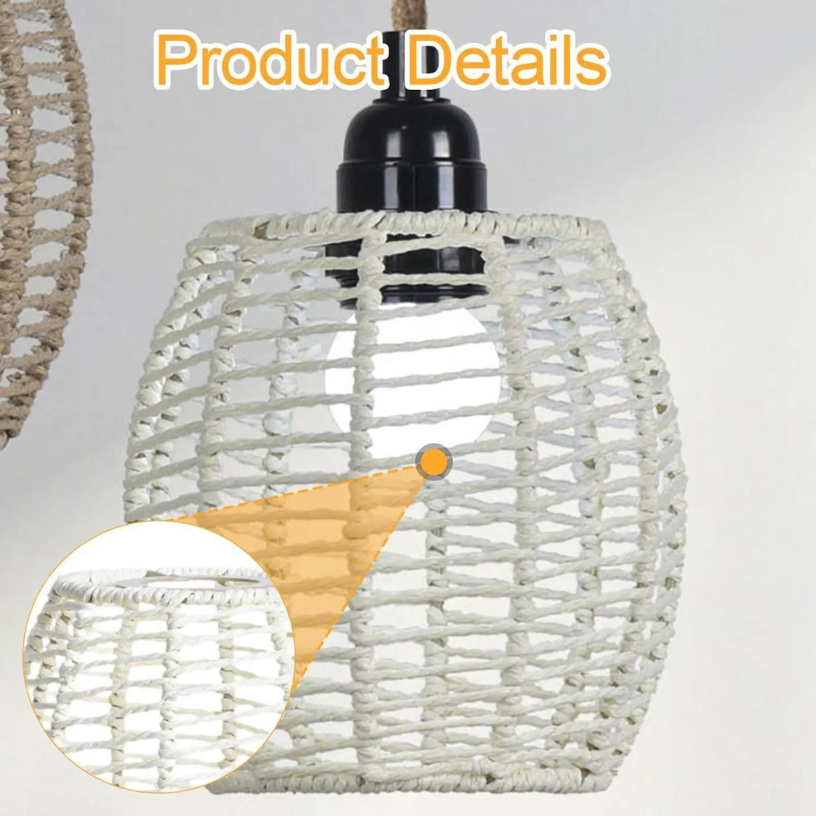 Abajur de corda tecida pingente luz sombra, decoração, lanterna de teto capa lustre sombra para casa de chá quarto fazenda