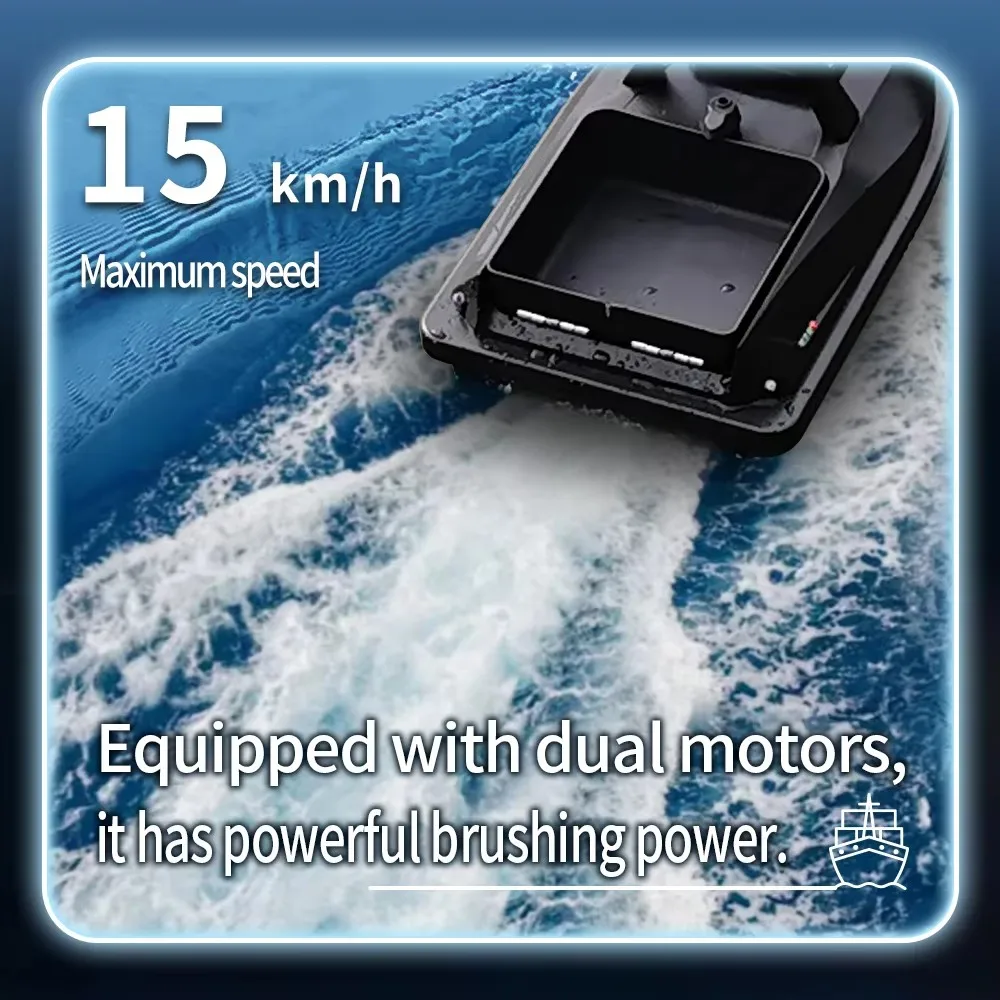 

Радиоуправляемый прикормочный кораблик с круиз-контролем, грузоподъемность 1.5 кг, ночное освещение, 2.4G, водонепроницаемый, дальность 500 м