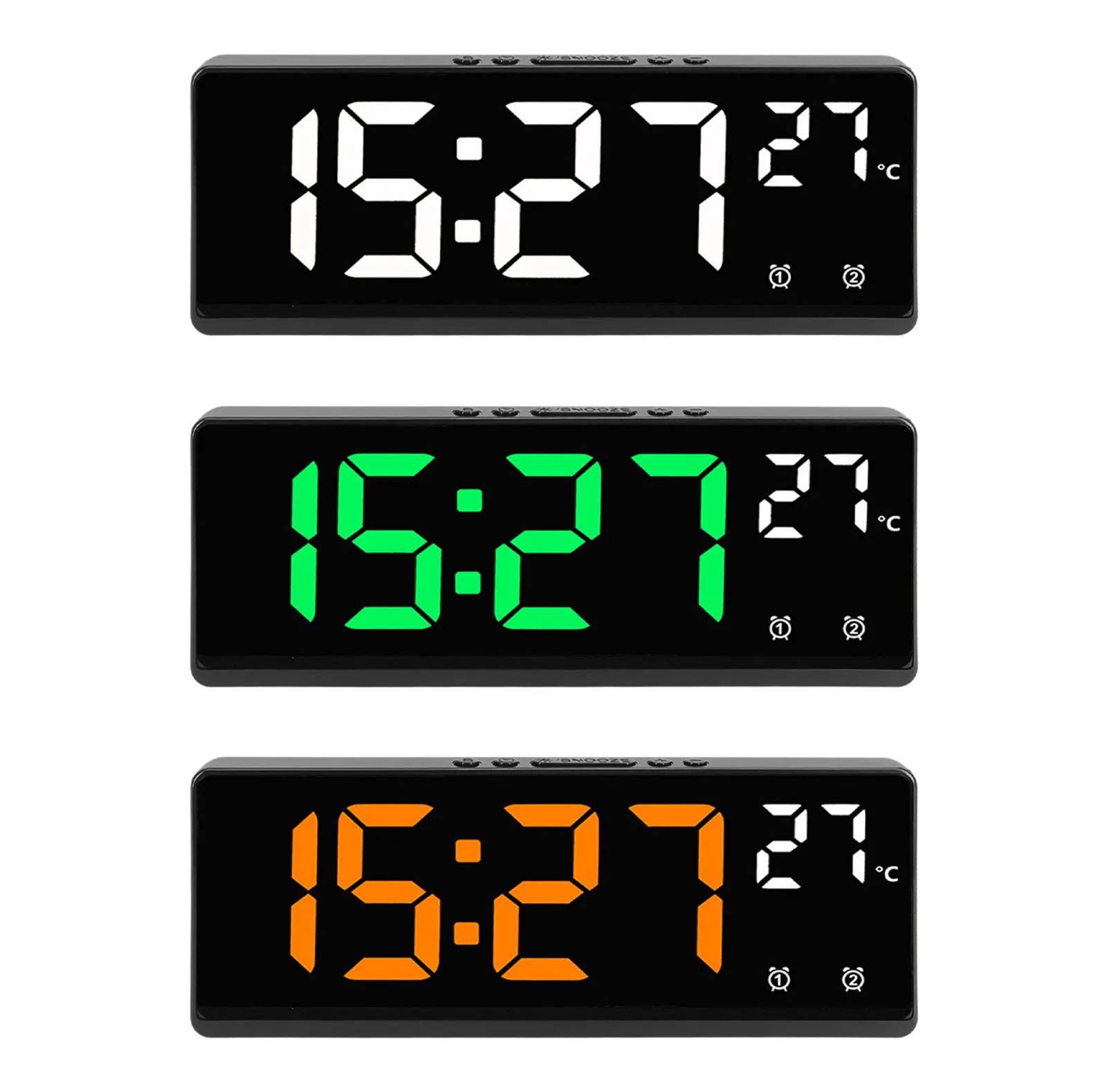 Sleek Modern LED Digital Alarm Clock Designed with Voice Activation Features and Integrated Temperature Notification System