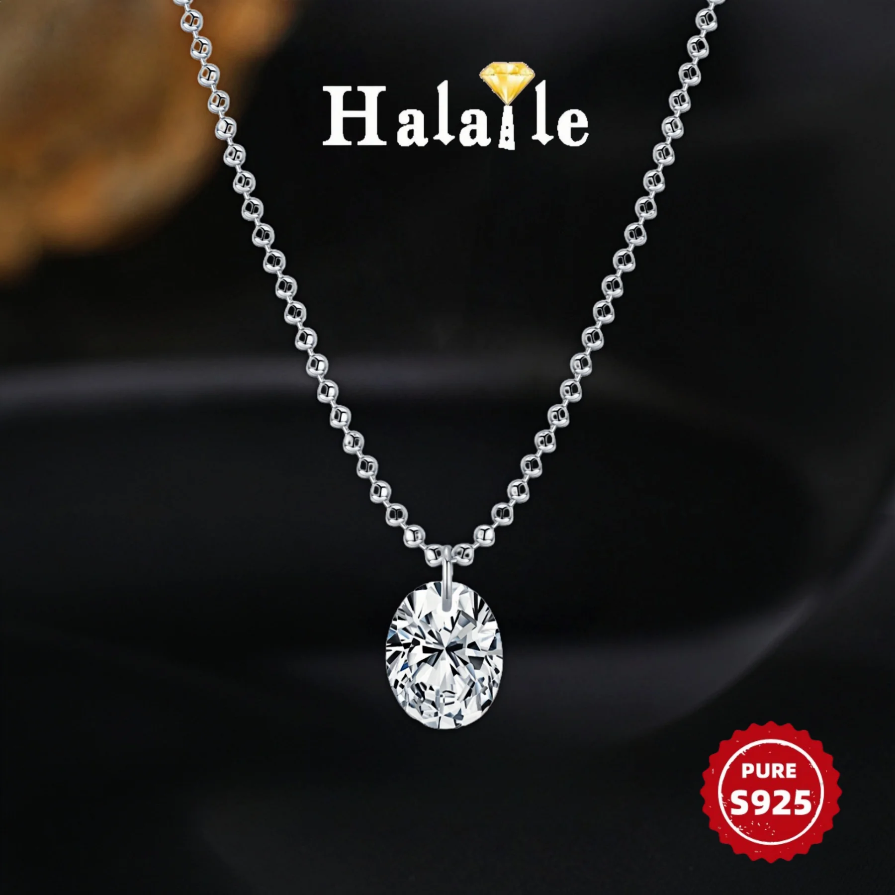 

Halaile 6*8 мм 1,5 карата ожерелье из муассанита овальной огранки кулон из стерлингового серебра 925 пробы для женщин сверкающий универсальный подарок на годовщину