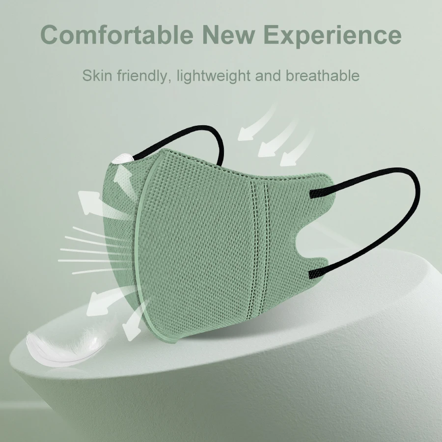 KN95 Maks Adult Disposable FFP2 Masks Morandi Color 3D Black Dust Fabric Masks For Adult Women Reuse FFP2 Masks