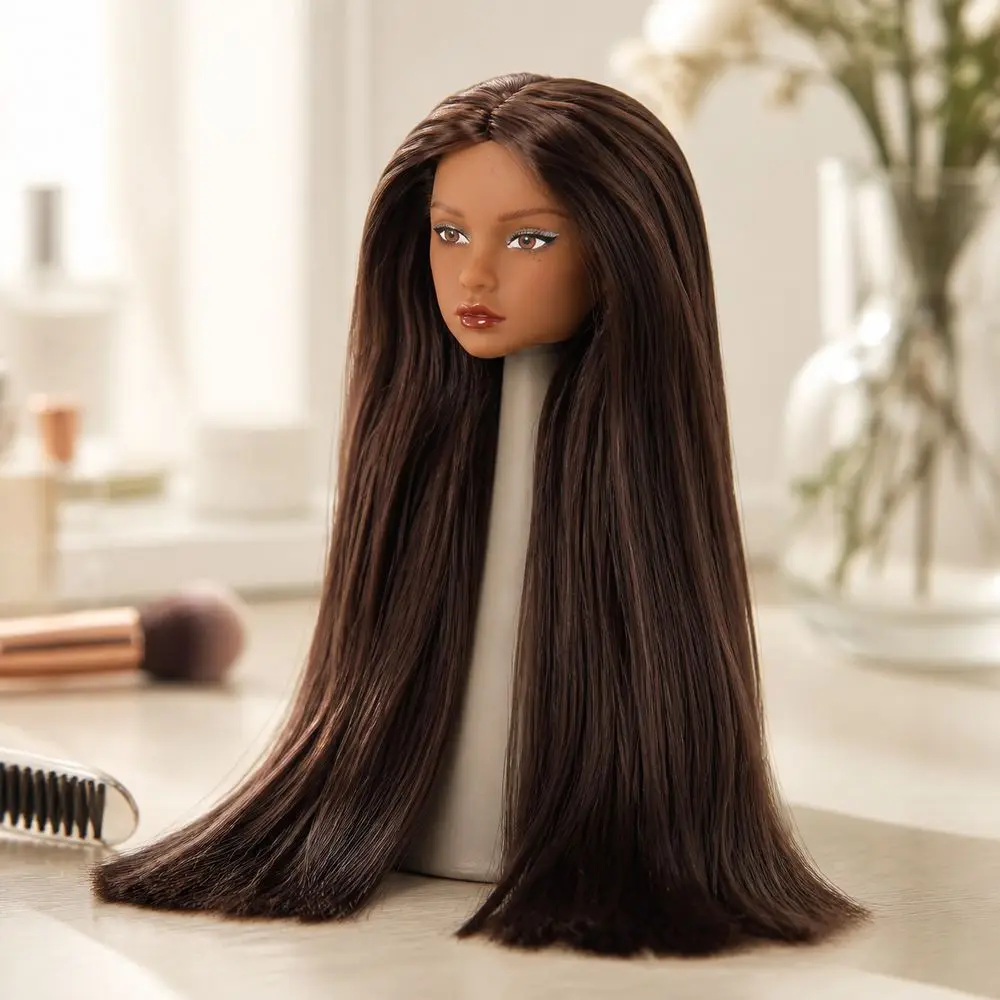 Zubehör Europäisches Gesicht Kopf Langes Haar Weiße Normale Gebräunte Haut Übungskopf für Make-up Modekopf für 11,5 Zoll BJD Körper – Detail 7