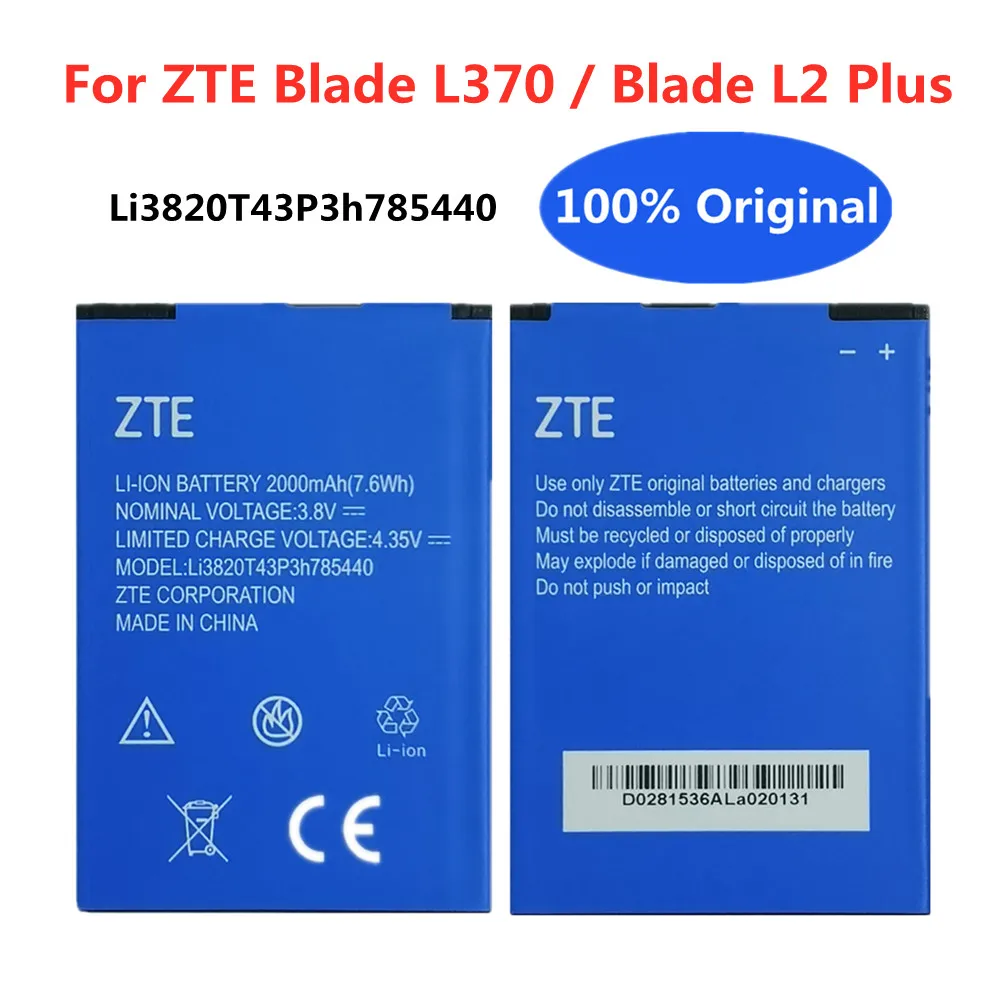 

Original 2000mAh Li3820T43P3H785440 Replace Battery For ZTE Blade L370/Blade L2Plus L2 Plus High Quality Phone Battery Batteria