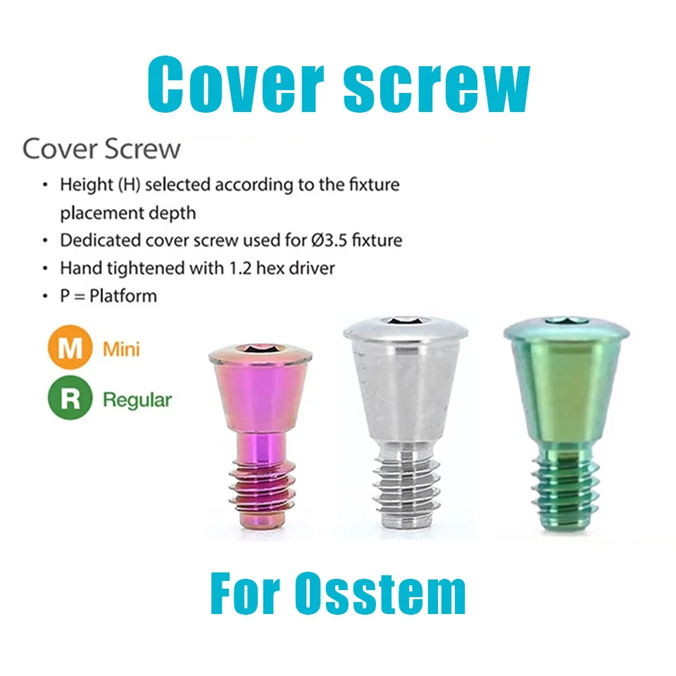 10Pcs Dental Implant Cover Screw Cap Compatible Osstem Regular Platform Titanium Abutment Prosthetic Lab Restoration Component