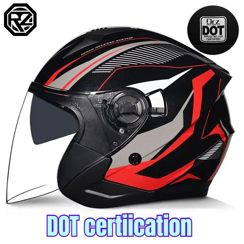 

Мотошлем открытого типа 3/4 с двойным визором, унисекс, для мужчин и женщин, с сертификацией DOT