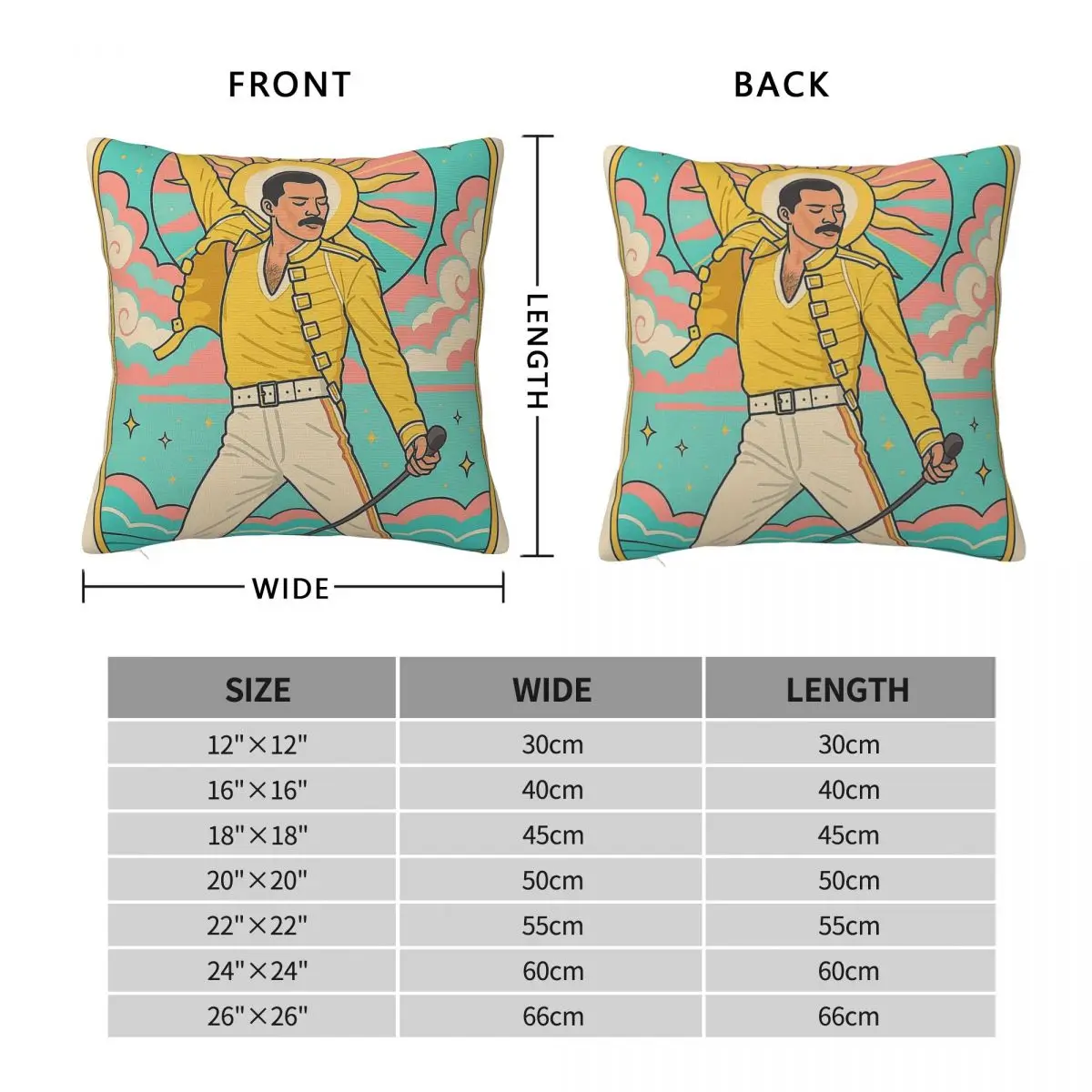 Freddie Mercury Singer Square Pillowcase Polyester Linen Velvet Pattern Zip Decorative Room Cushion Cover