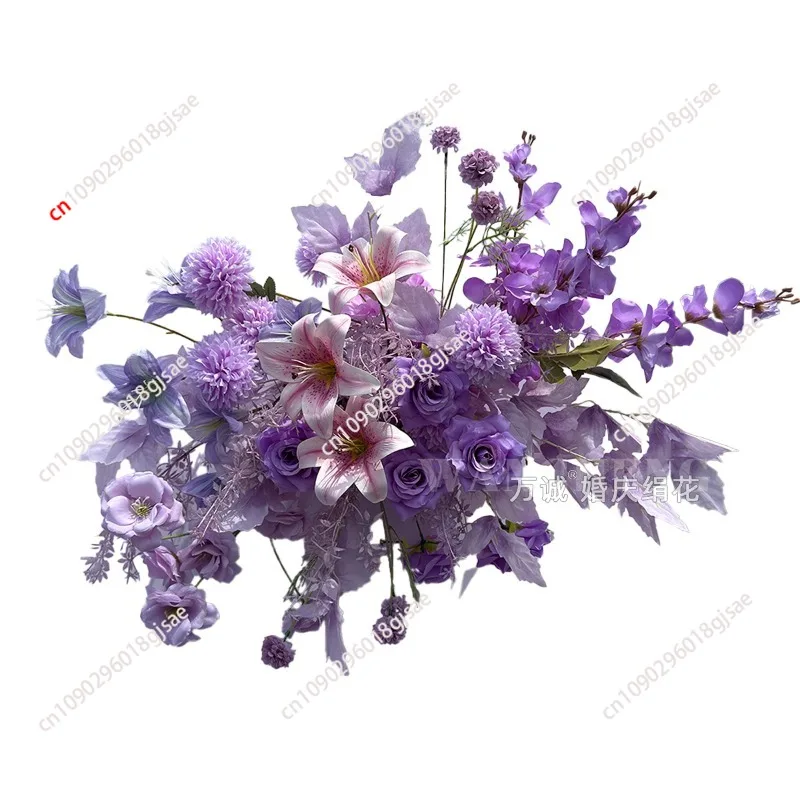 

Purple Color Outdoor Wedding Props Flowers Hang Flower Row Road Lead Flower Ball Floral Backdrop Arrangement Party De