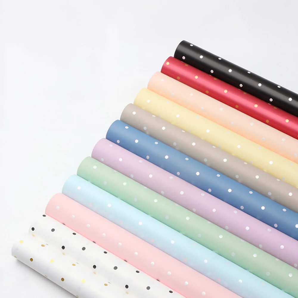 Waterproof Gift Packaging Paper Polka Dot Bouquet Wrapper For Huaxi Flower Shop Supplies Decorative Floral Tools