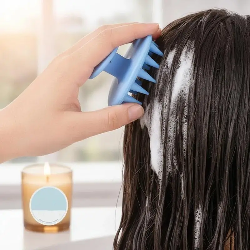 1Pcs Long Stiff Spikes Silicone Shampoo Brush Scalp Massager For Long Curly Thick Hair Scrubber Exfoliator