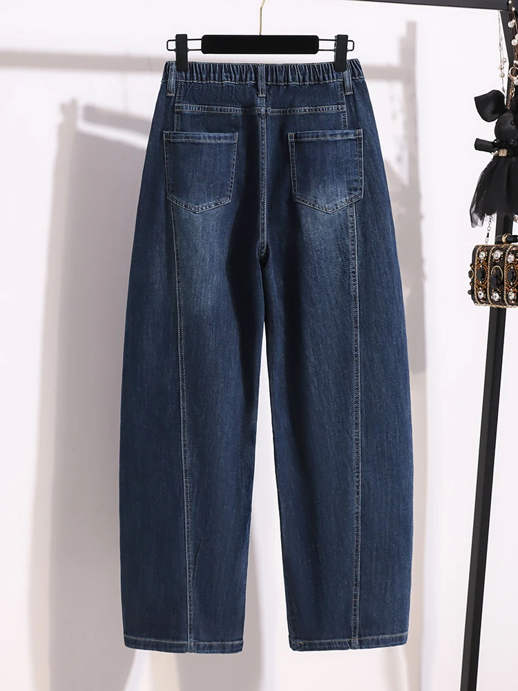 Slimming Effect Wide Leg Jeans Casual Elastic Loose Fit  Color Denim Pants for plus Size Women Autumn New Arrival