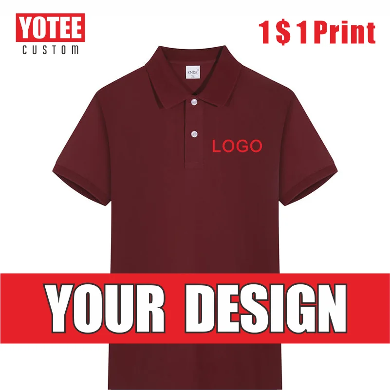 

YOTEE Summer New Men's Polo Shirt Logo Custom Embroidery Printing Business Slim Lapel T-shirt High Quality Men's Casual Top Now