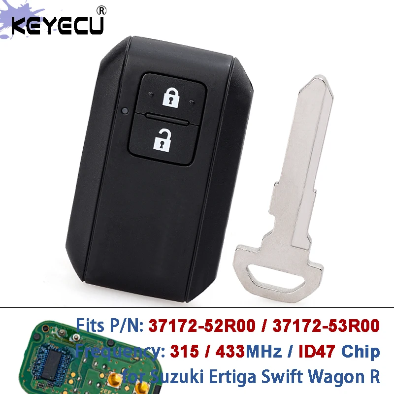 KEYECU 315MHz / 433MHz ID47 Chip 37172-52R00 / 37172-M55R40 OEM Remote Key Fob for Suzuki Ertida Vitara Wagon R Swift 2017-2020