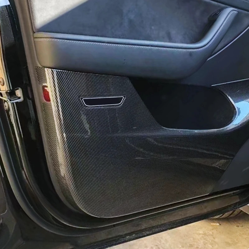 Door Anti-kick Sticker Modification Door All-inclusive Protective Door Kick Guard  For Tesla Model 3 Y ABS Carbon Fiber Interior