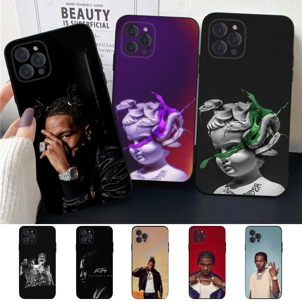 

L-Lil Baby Rapper Phone Case For Apple iPhone 15,14,13,12,11,XS,XR,X,8,7,Pro,Max,Plus,mini Silicone Black Cover